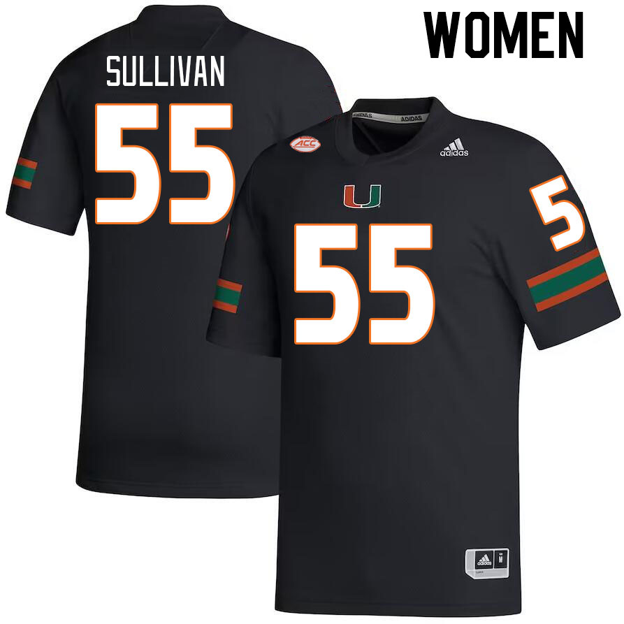 Women #55 Patrick Sullivan Miami Hurricanes College Football Jerseys Stitched-Black